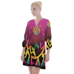 Dancing Colorful Disco Open Neck Shift Dress