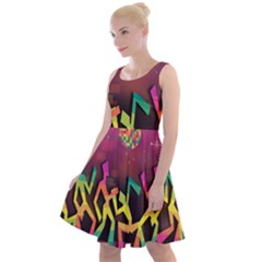 Dancing Colorful Disco Knee Length Skater Dress by Bajindul