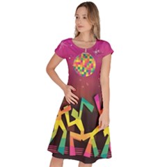 Dancing Colorful Disco Classic Short Sleeve Dress