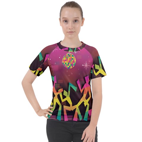 Dancing Colorful Disco Women s Sport Raglan T-shirt by Bajindul