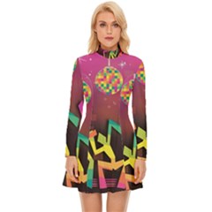 Dancing Colorful Disco Long Sleeve Velour Longline Dress by Bajindul