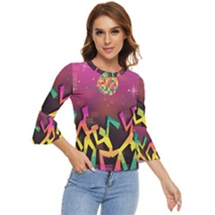 Dancing Colorful Disco Bell Sleeve Top