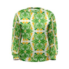 Green Pattern Retro Wallpaper Women s Sweatshirt