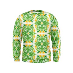 Green Pattern Retro Wallpaper Kids  Sweatshirt