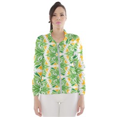 Green Pattern Retro Wallpaper Women s Windbreaker