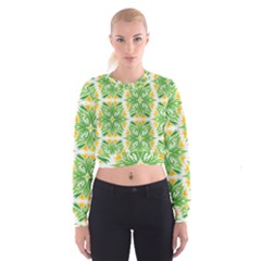 Green Pattern Retro Wallpaper Cropped Sweatshirt