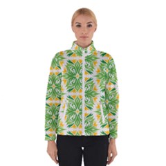 Green Pattern Retro Wallpaper Women s Bomber Jacket