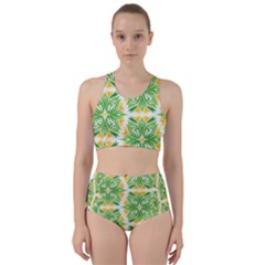 Green Pattern Retro Wallpaper Racer Back Bikini Set by Bajindul