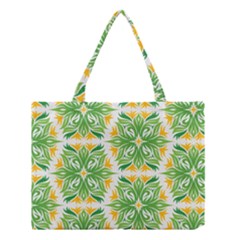 Green Pattern Retro Wallpaper Medium Tote Bag by Bajindul