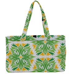 Green Pattern Retro Wallpaper Canvas Work Bag by Bajindul