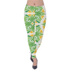 Green Pattern Retro Wallpaper Velvet Leggings