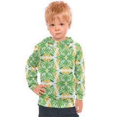 Green Pattern Retro Wallpaper Kids  Hooded Pullover by Bajindul