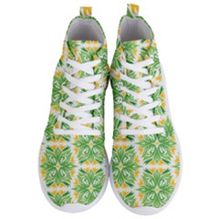 Green Pattern Retro Wallpaper Men s Lightweight High Top Sneakers by Bajindul