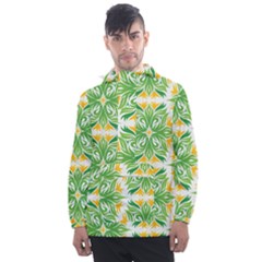 Green Pattern Retro Wallpaper Men s Front Pocket Pullover Windbreaker