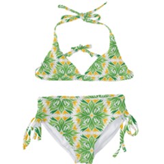 Green Pattern Retro Wallpaper Kids  Classic Bikini Set by Bajindul