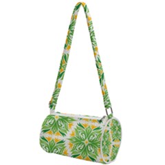 Green Pattern Retro Wallpaper Mini Cylinder Bag by Bajindul