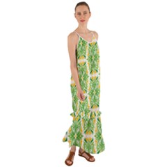 Green Pattern Retro Wallpaper Cami Maxi Ruffle Chiffon Dress by Bajindul