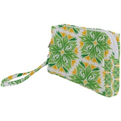 Green Pattern Retro Wallpaper Wristlet Pouch Bag (small) by Bajindul