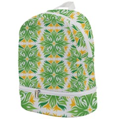 Green Pattern Retro Wallpaper Zip Bottom Backpack by Bajindul