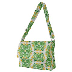 Green Pattern Retro Wallpaper Full Print Messenger Bag (m) by Bajindul