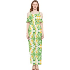 Green Pattern Retro Wallpaper Draped Sleeveless Chiffon Jumpsuit by Bajindul