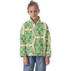 Green Pattern Retro Wallpaper Kids  Half Zip Hoodie