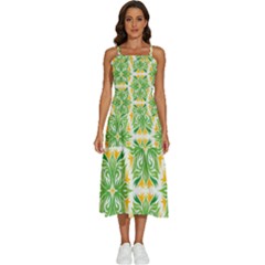 Green Pattern Retro Wallpaper Sleeveless Shoulder Straps Boho Dress by Bajindul