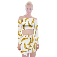 Banana Fruit Yellow Summer Off Shoulder Top With Mini Skirt Set by Mariart