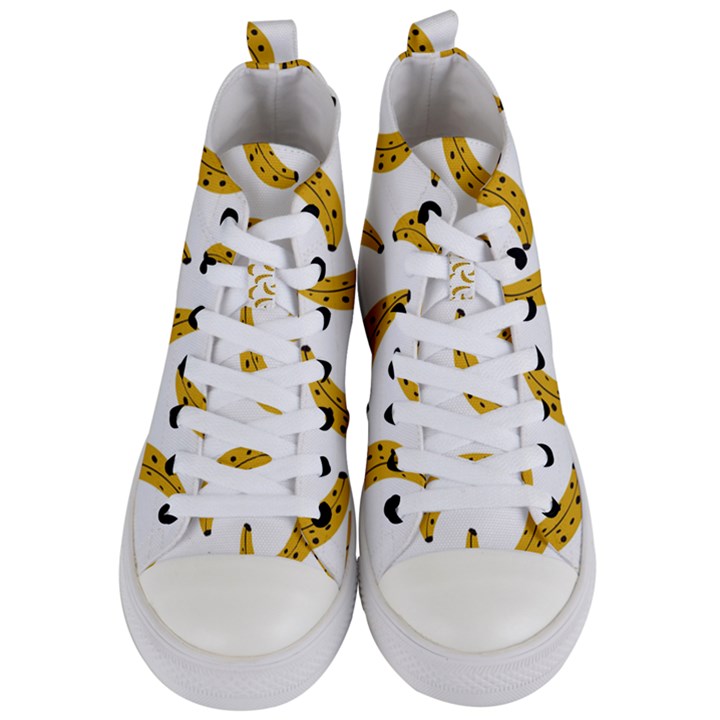 Banana Fruit Yellow Summer Women s Mid-Top Canvas Sneakers