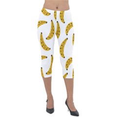 Banana Fruit Yellow Summer Lightweight Velour Capri Leggings 