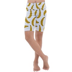 Banana Fruit Yellow Summer Kids  Lightweight Velour Cropped Yoga Leggings