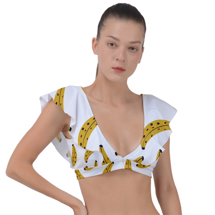 Banana Fruit Yellow Summer Plunge Frill Sleeve Bikini Top