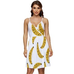 Banana Fruit Yellow Summer V-neck Pocket Summer Dress  by Mariart