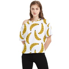 Banana Fruit Yellow Summer One Shoulder Cut Out T-shirt by Mariart