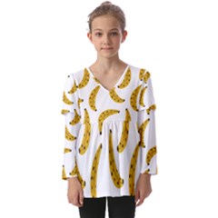 Banana Fruit Yellow Summer Kids  V Neck Casual Top