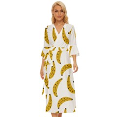 Banana Fruit Yellow Summer Midsummer Wrap Dress