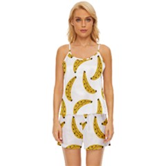 Banana Fruit Yellow Summer Satin Pajama Short Set