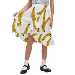 Banana Fruit Yellow Summer Kids  Ruffle Flared Wrap Midi Skirt by Mariart