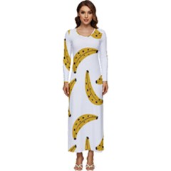 Banana Fruit Yellow Summer Long Sleeve Longline Maxi Dress