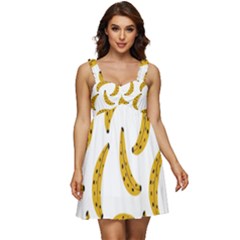 Banana Fruit Yellow Summer Ruffle Strap Babydoll Chiffon Dress