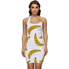 Banana Fruit Yellow Summer Sleeveless Wide Square Neckline Ruched Bodycon Dress