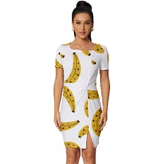 Banana Fruit Yellow Summer Fitted Knot Split End Bodycon Dress by Mariart