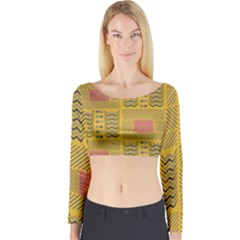 Digital Paper African Tribal Long Sleeve Crop Top