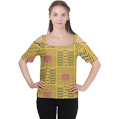 Digital Paper African Tribal Cutout Shoulder T-shirt