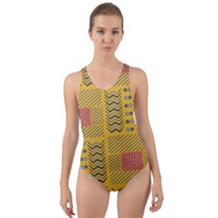 Digital Paper African Tribal Cut-out Back One Piece Swimsuit by HermanTelo