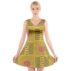 Digital Paper African Tribal V-neck Sleeveless Dress