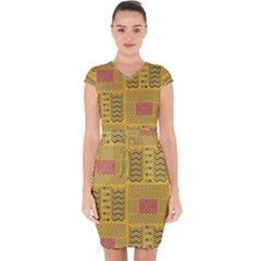 Digital Paper African Tribal Capsleeve Drawstring Dress  by HermanTelo