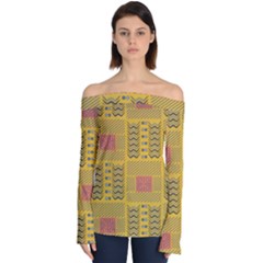 Digital Paper African Tribal Off Shoulder Long Sleeve Top