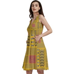 Digital Paper African Tribal Sleeveless V-neck Skater Dress With Pockets by HermanTelo