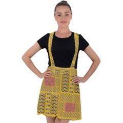 Digital Paper African Tribal Velvet Suspender Skater Skirt